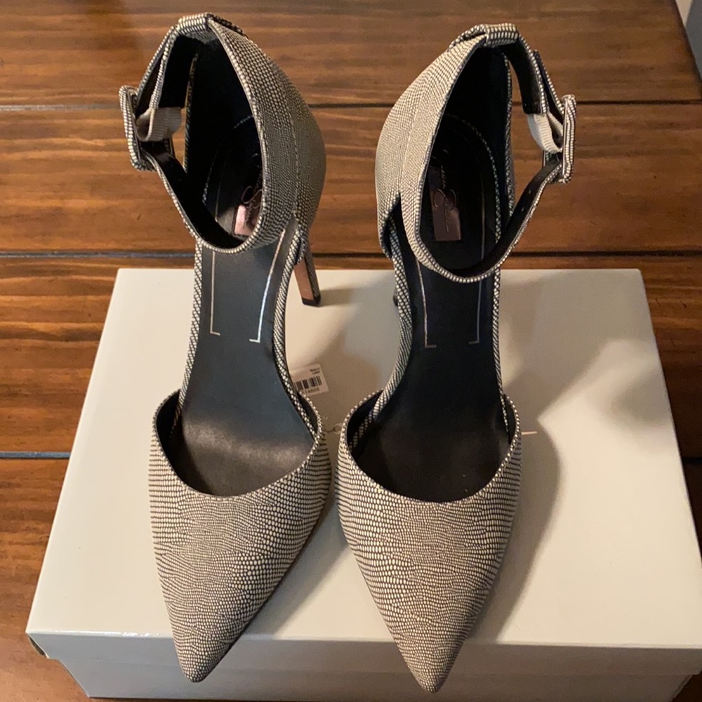 Jessica Simpson,pump, JS-Cayna, White/Buff/Lzrd Pt